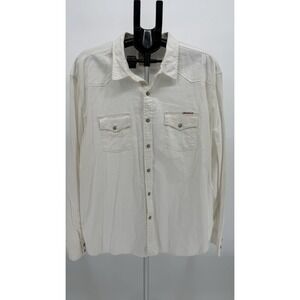 Lucky Brands Sportswear Pearl Button Down Linen Men's Shirt Size XXL Western‎
